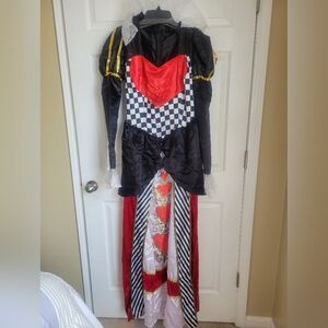 Queen of Hearts Halloween costume with crinoline and wig